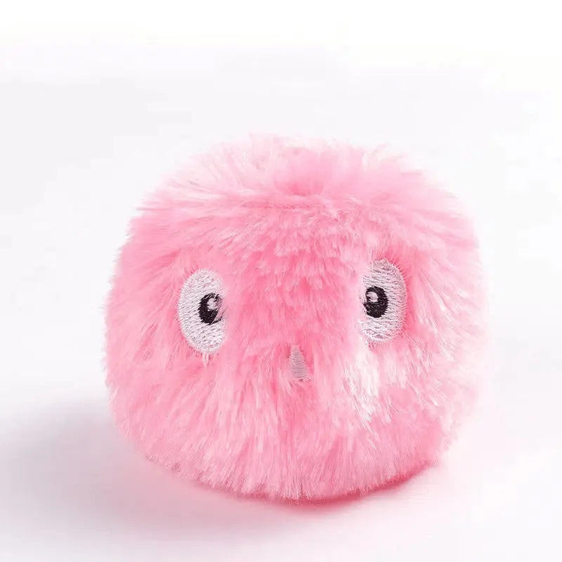 55mm diameter interactive cat toy ball in blue, pink, or yellow colours with animal sound effects