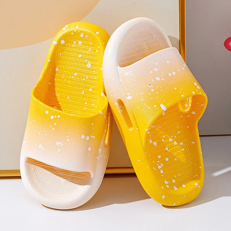Gradient coloured PVC summer slippers for children with non-slip soles
