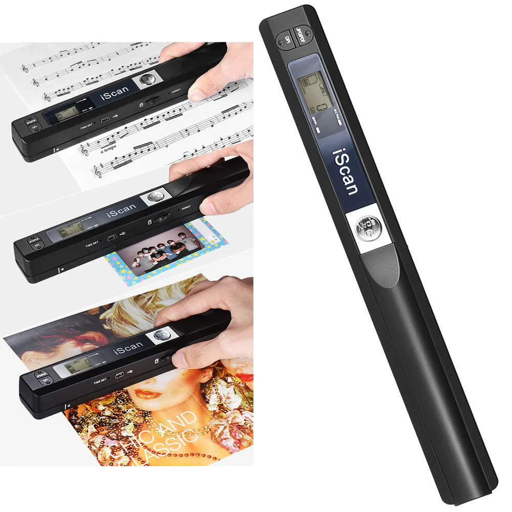 A handheld USB barcode scanner in a choice of five colours: black, blue, green, red, and silver.