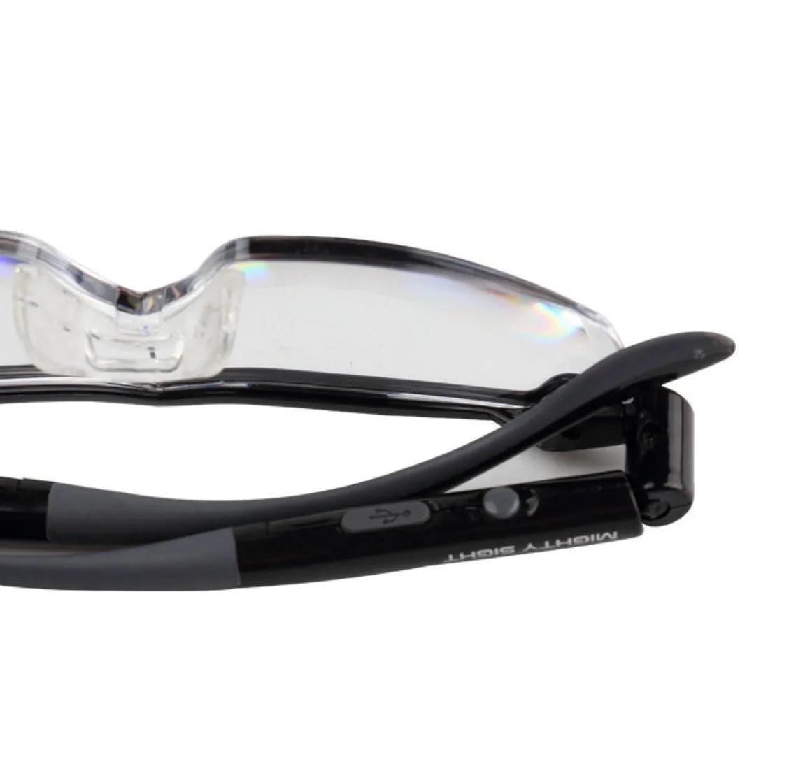 Transparent black USB LED reading glasses with integrated light