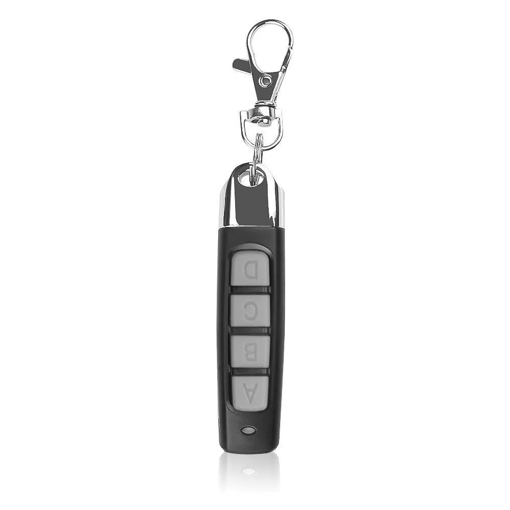 Rolling door remote control in black, blue, grey, or red colours with 433MHz frequency and 100m range