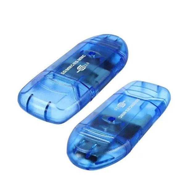 Transparent plastic USB card reader with card holder for SD and MS memory cards