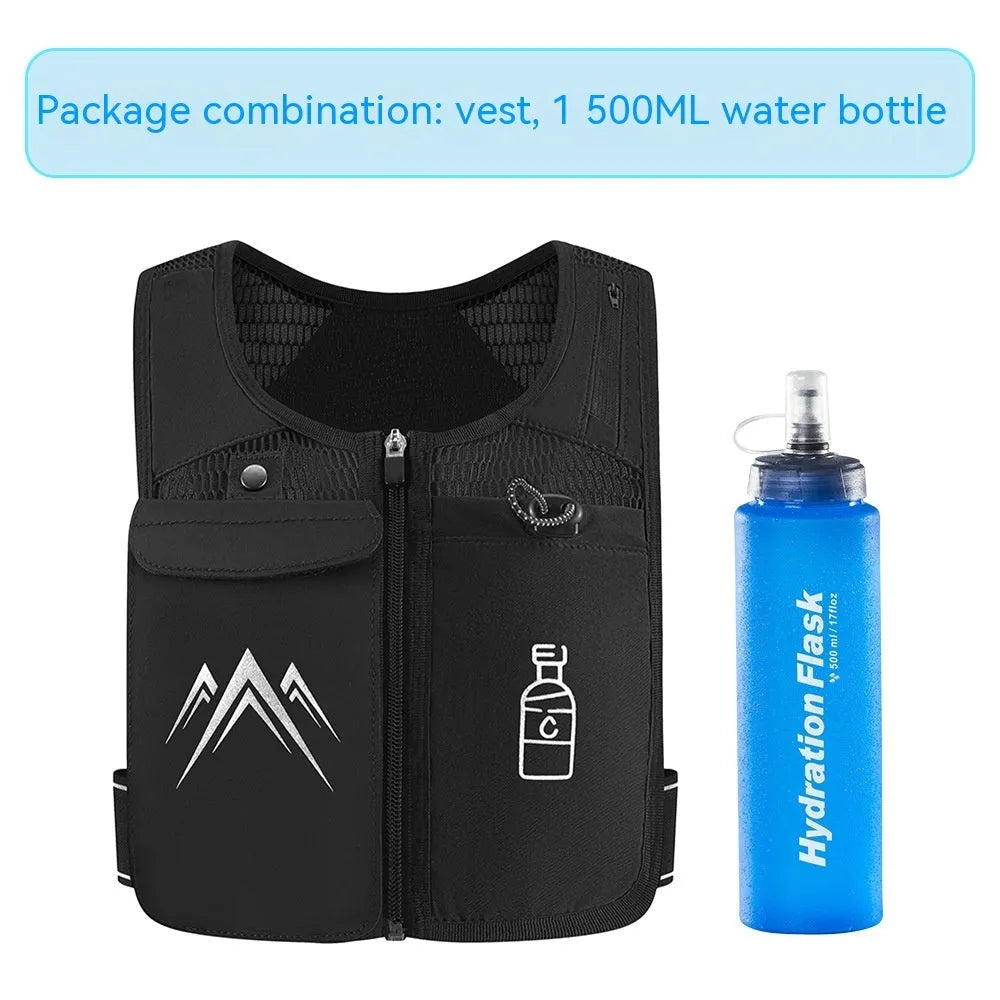Sports running vest with integrated mobile phone bag in breathable mesh fabric