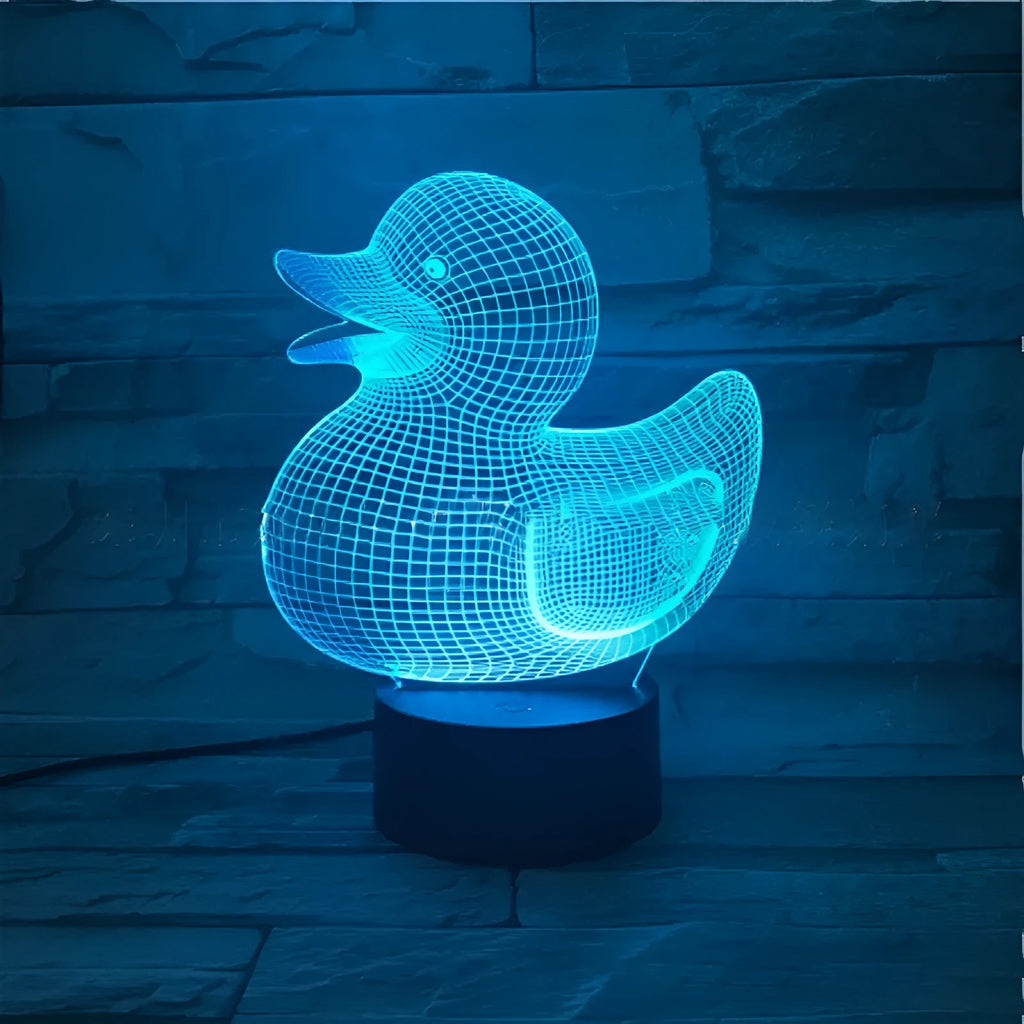Yellow duck 3D night light table lamp with remote control and USB cable
