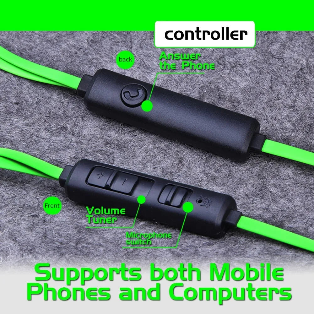 Shuangmai wired in-ear computer gaming headset in black, green, or red with short 1.5cm cable