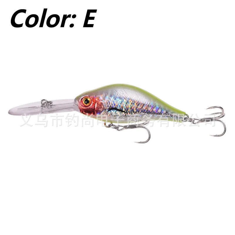 Little Fat Man deep diving minnow fishing lure showing colour options, 10.5cm in length.