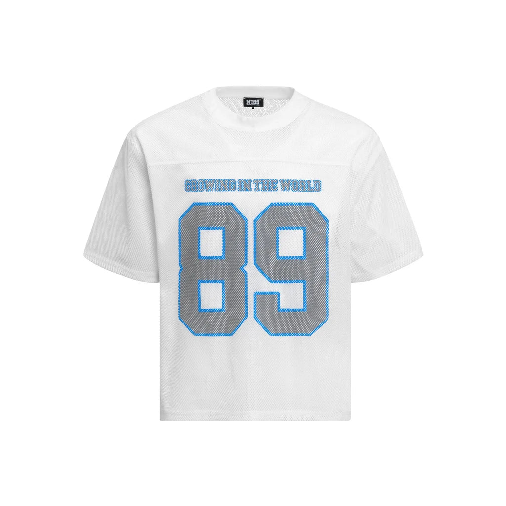 High Street loose-fitting casual T-shirt with alphanumeric printing in white or black colour options