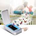 Blue and white ultraviolet disinfection box for sanitising mobile phones