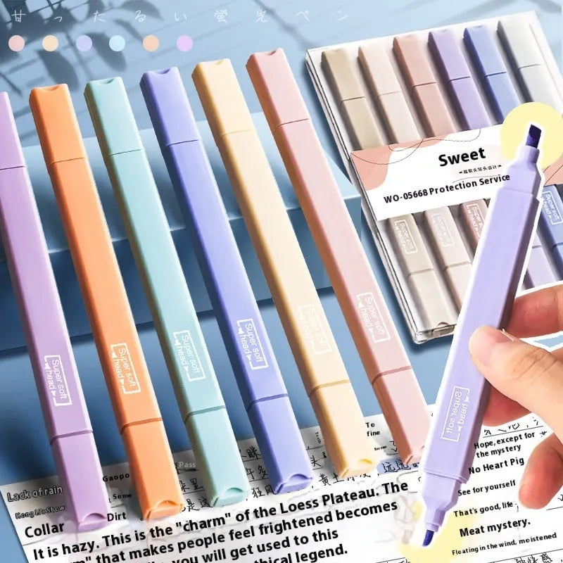 Set of double-ended fluorescent marking pens showing assorted bright colours from the Sweet and Salt series.