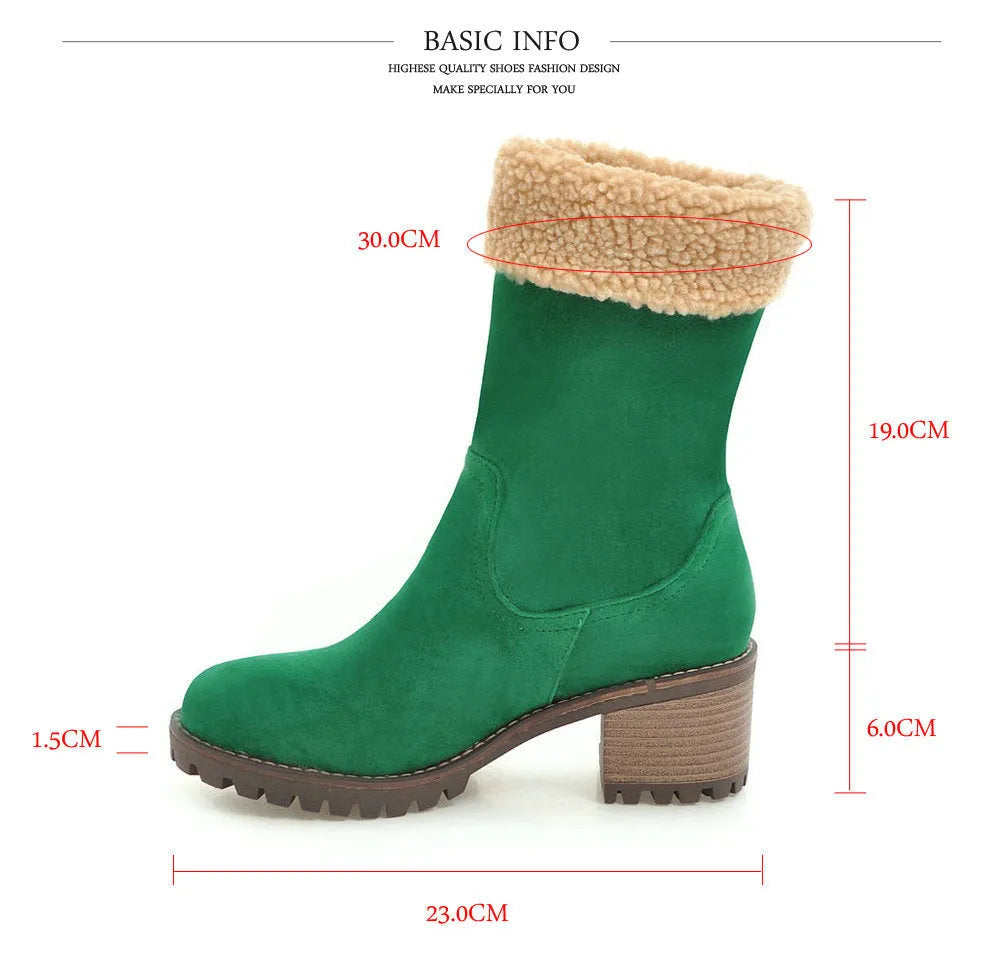 Women's snow boots with rubber insole and plush lining in winter colours