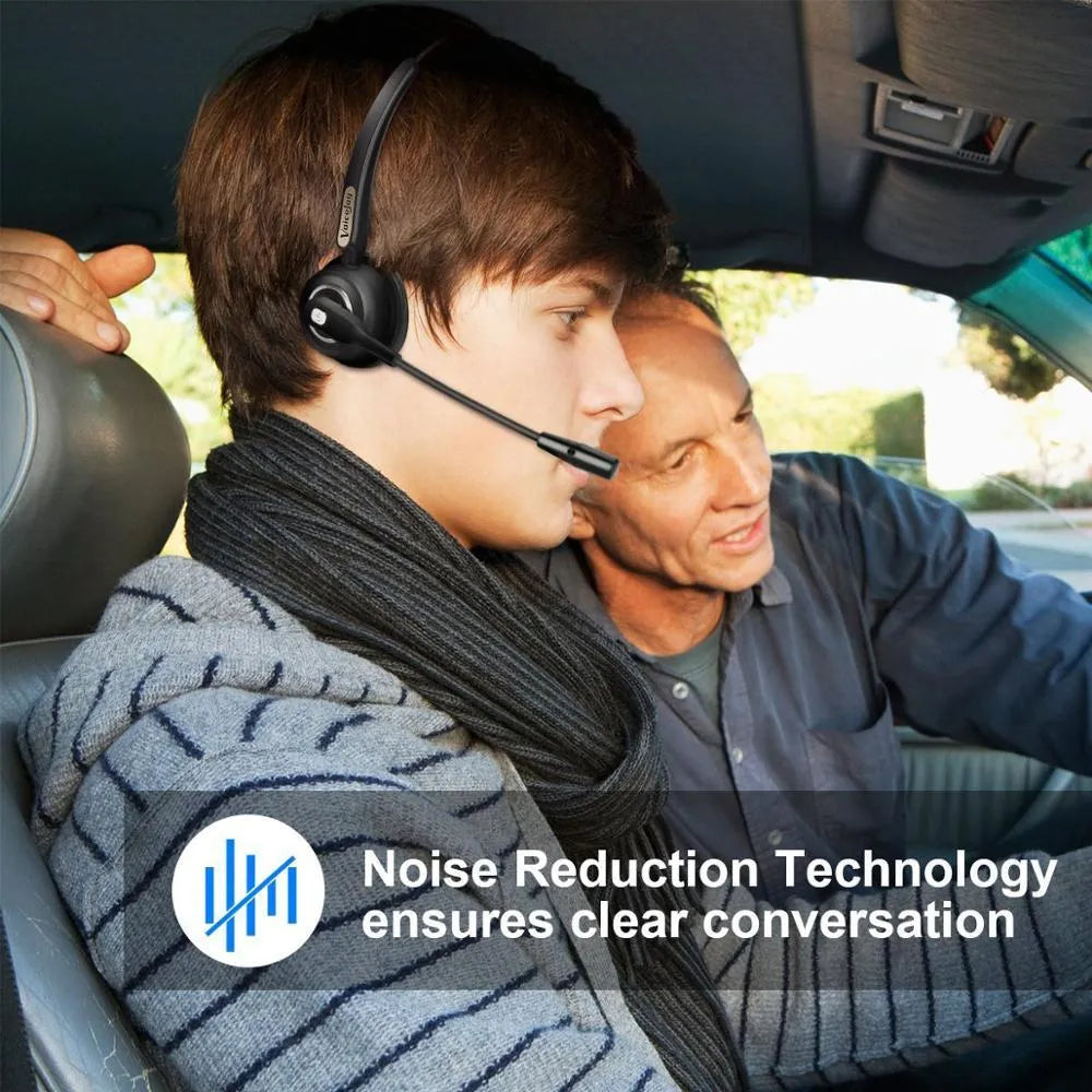 Single-ear Bluetooth headset with microphone for truck drivers featuring noise cancellation technology