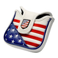 USA flag pattern golf putter cover in White Square colour made from PU synthetic leather with star and stripes design