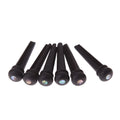 Six matt black ebony guitar string nails with 5.3mm bayonet diameter for folk acoustic guitars