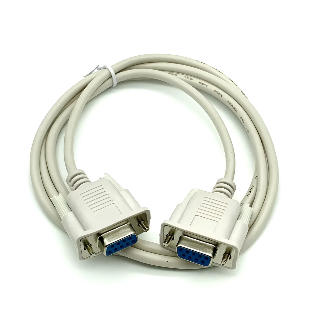 Milky white RS232 serial cable with DB9 female connectors on both ends