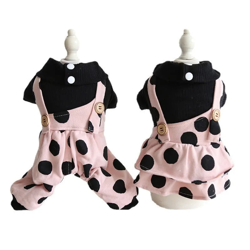 Shoulder strap lapel pet clothing in cloth material with size options from XS to XL