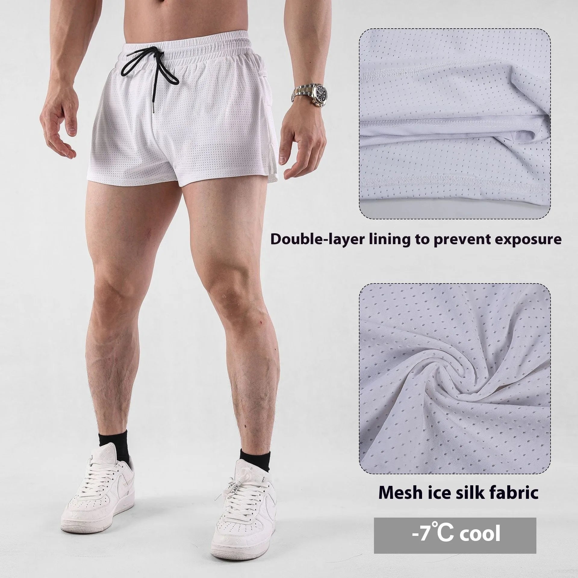 Men's black nylon quick-dry shorts for summer sports and casual wear