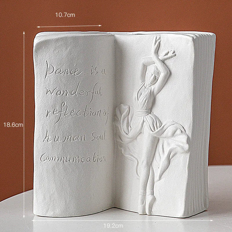 Ceramic book stand with glazed finish in decorative design for desktop storage