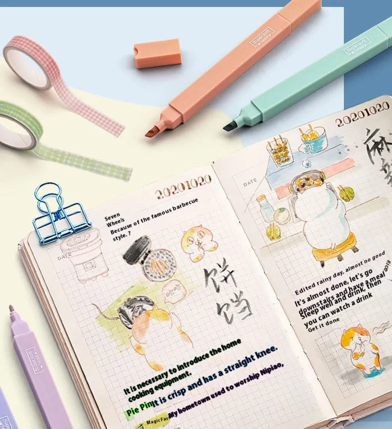 Set of double-ended fluorescent marking pens showing assorted bright colours from the Sweet and Salt series.
