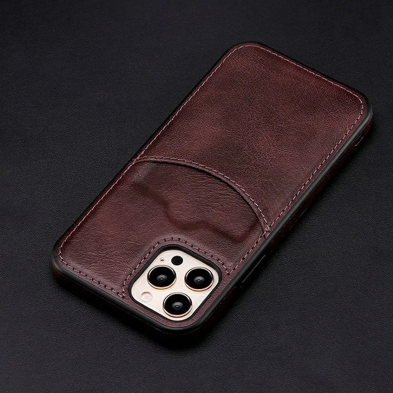 Dark blue PU leather protective case for iPhone models from 7 to 14 series