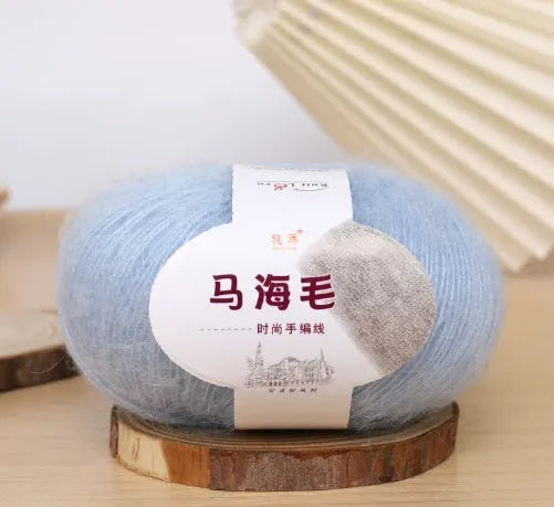 Mohair wool ball for DIY scarf kit with 34 colour options including white, grey, pink and blue
