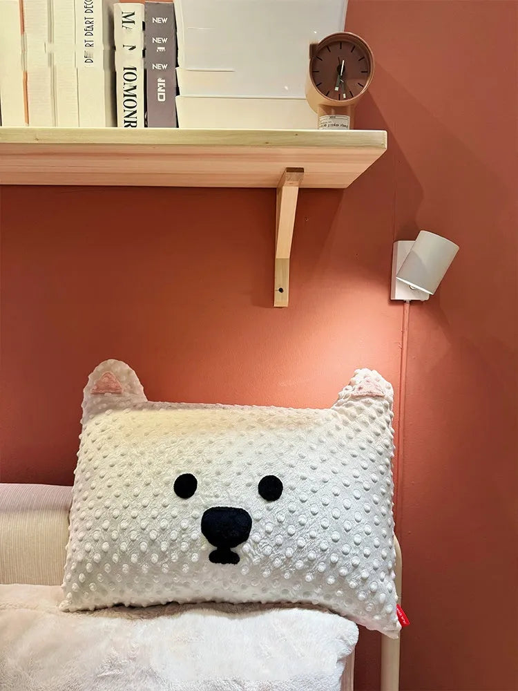 West Highland puppy decorative cushion on sofa, grey and white dog design