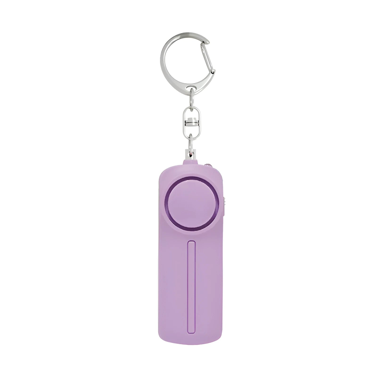Girls personal safety alarm with keychain attachment in various colours showing compact dimensions