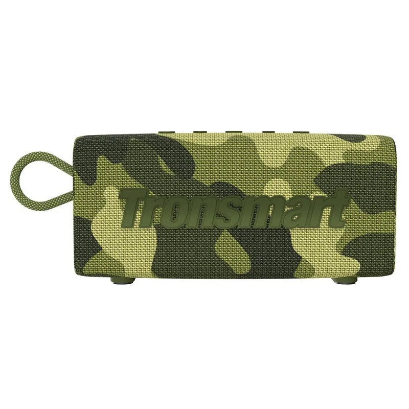 Waterproof portable Bluetooth speaker in multiple colours including blue, black, red, grey, camouflage, and orange
