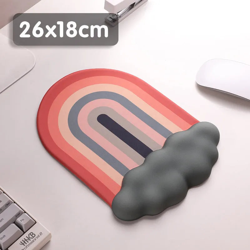 Silica gel wrist support mouse pad and keyboard stand in pastoral cloud design on computer desk