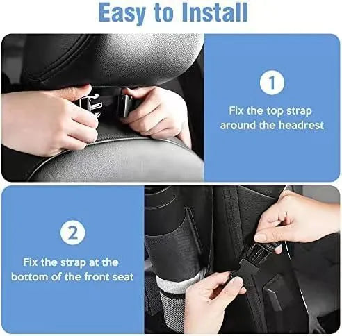 Black Oxford cloth car seat back buggy bag showing 42x30 cm hanging storage organiser