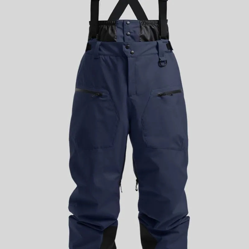 Men's waterproof ski trousers with thickened waistband strap in black colour option