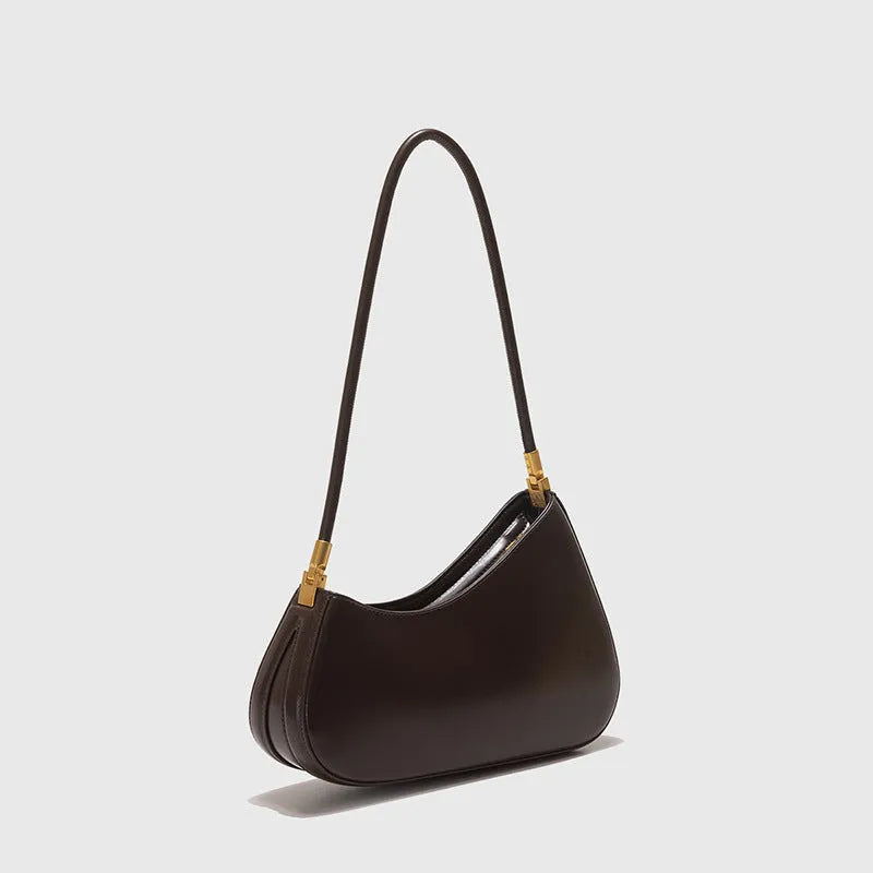 Retro oval women's underarm bag in PU material with sandwich pocket and single shoulder strap