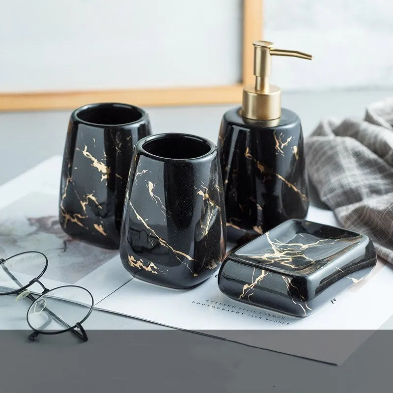Ceramic bathroom wash set in light luxury style with fine porcelain construction