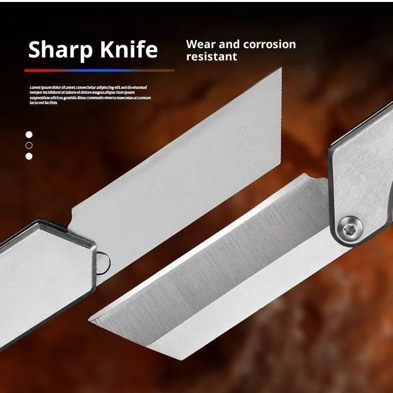 Thickened mechanical deformation folding knife with silver stainless steel blade and handle