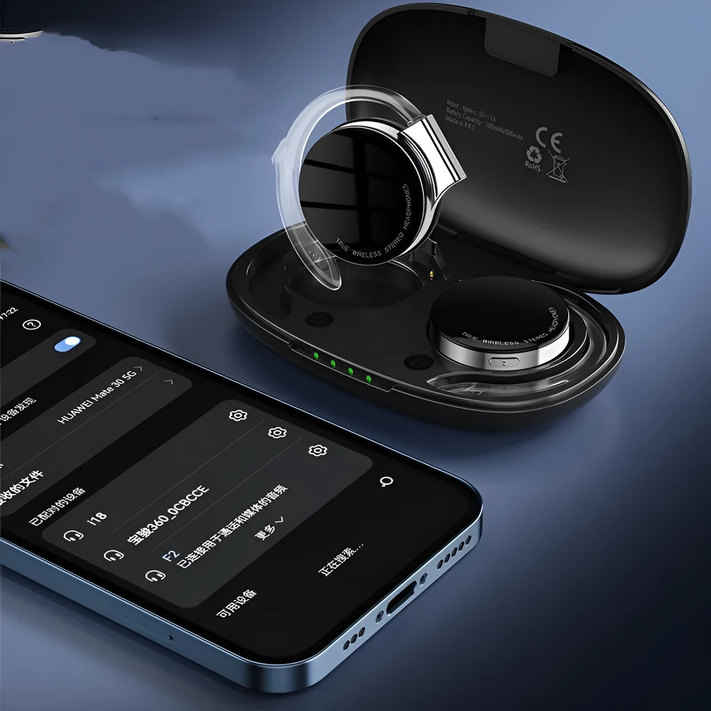Black and white sports wireless Bluetooth earphones with bilateral stereo sound