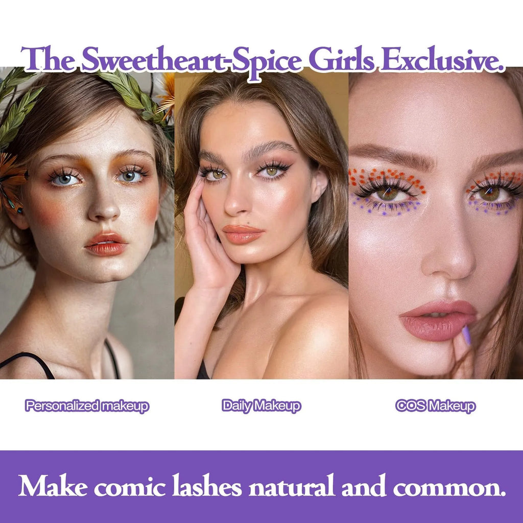 Set of 5 pairs natural wispy false eyelashes with black plastic base for Korean makeup and cosplay.