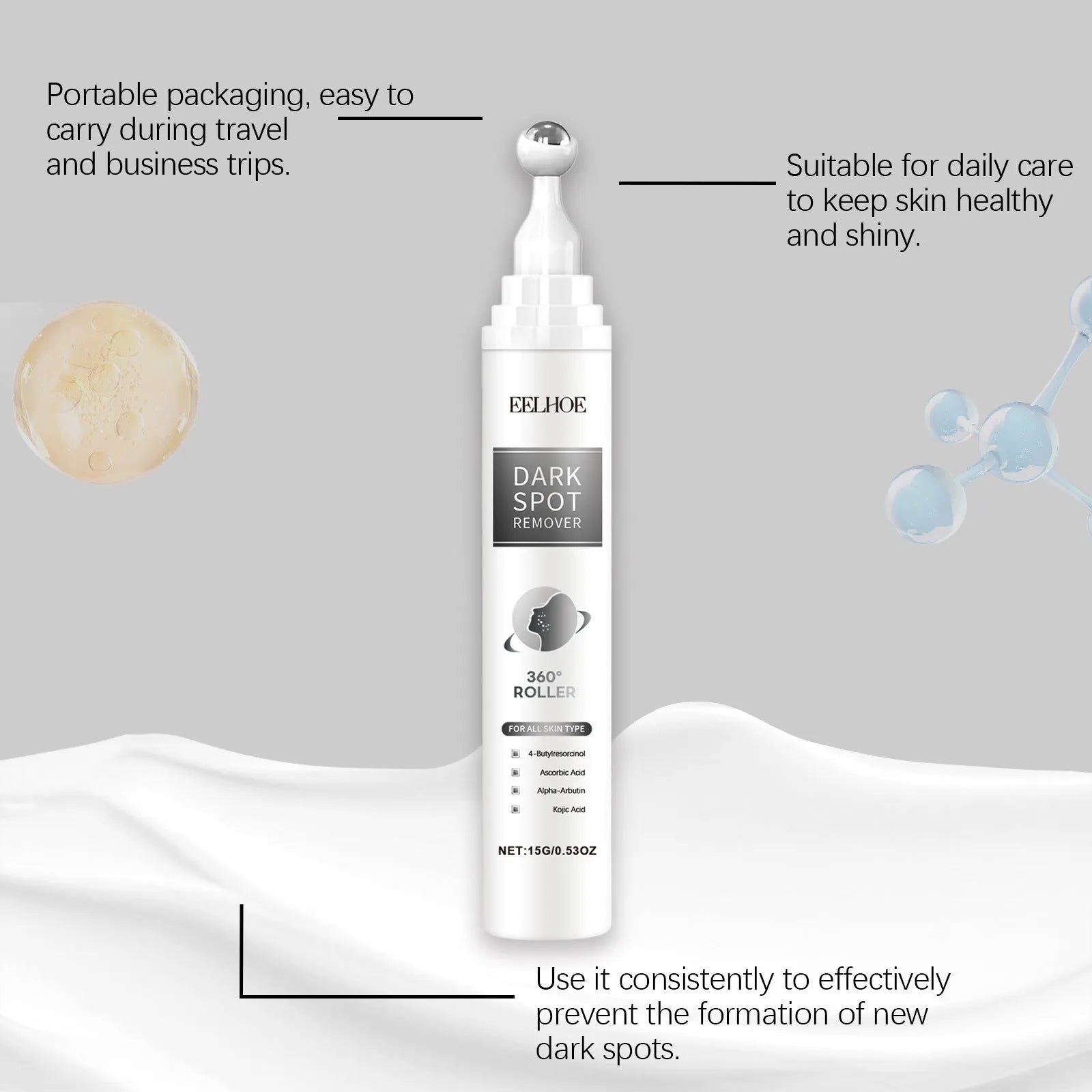 15g facial essence cream container with moisturising and brightening ingredients for skincare treatment