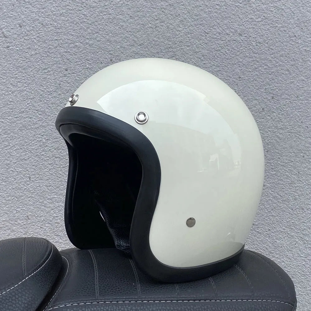 FRP retro-style half motorcycle helmet shown in a cement grey colour variant.