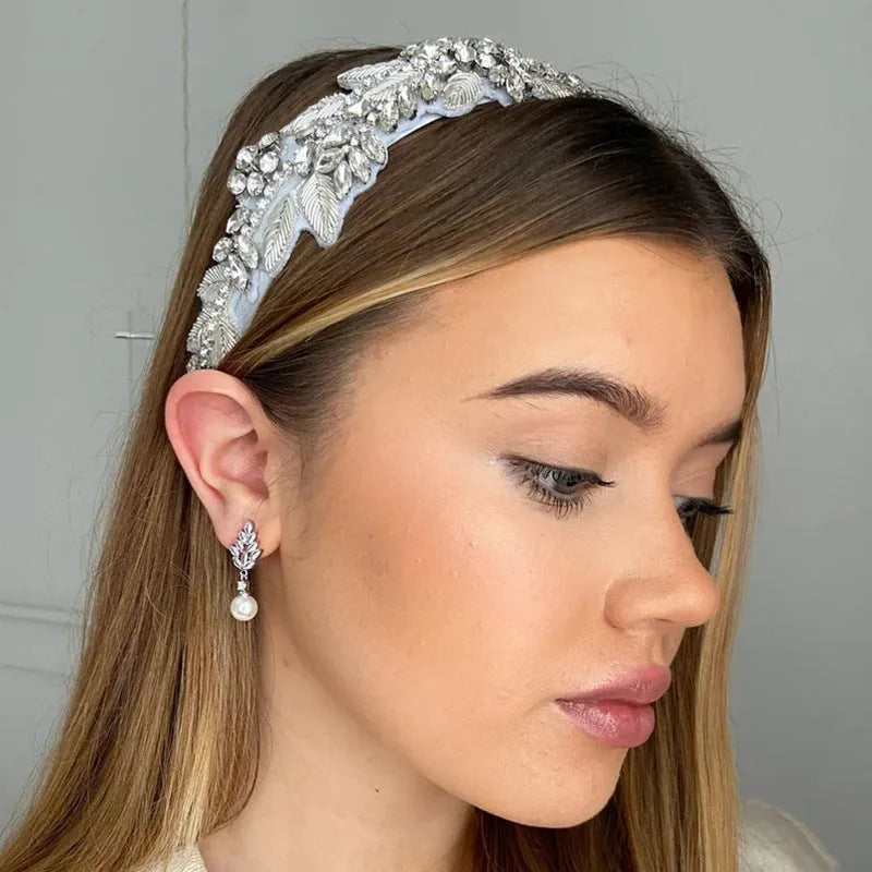 Geometric flower earrings with zircon stones and pearl accents in gold, white gold, or rose gold plating