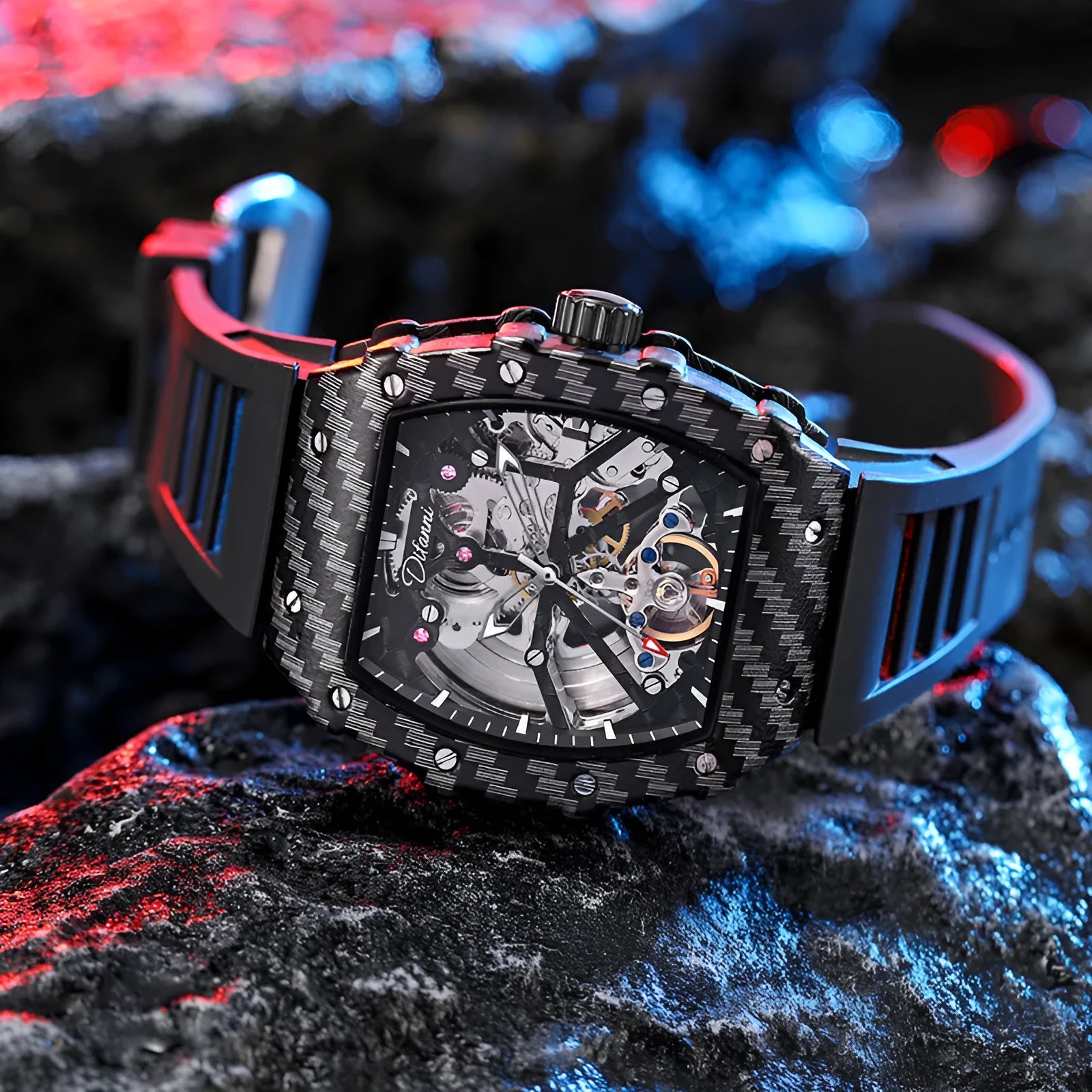 Mechanical waterproof luminous men's watch with mineral glass and stainless steel buckle