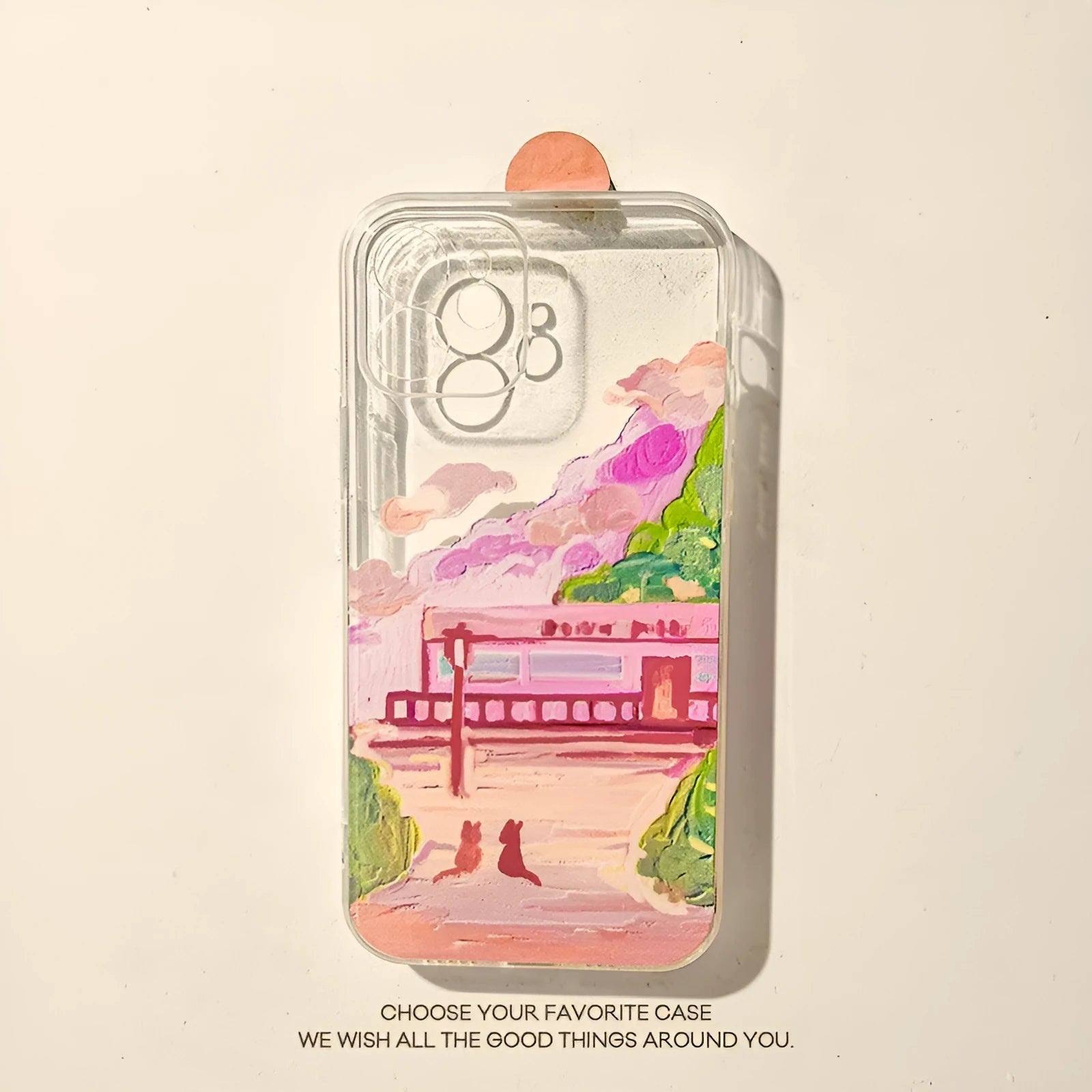 Soft silicone iPhone case featuring a two cat cartoon design on the back.