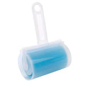 Reusable lint roller with cover in blue, green, pink, and yellow colours for removing pet hair from clothes and sofas