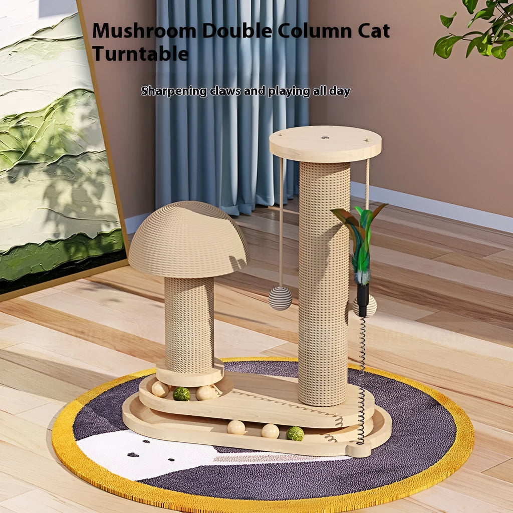 Solid wood cat turntable scratching post climbing frame in multiple colour variations