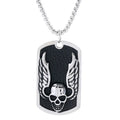 Men's Korean style necklace with alloy pendant and stainless steel chain on a flat surface