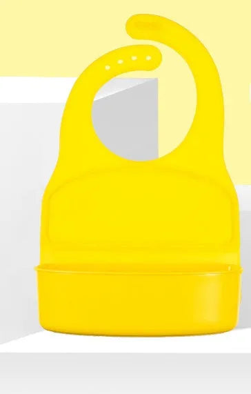 Light green 3D waterproof soft plastic baby bib with widen shoulder strap and five-gear neck adjustment