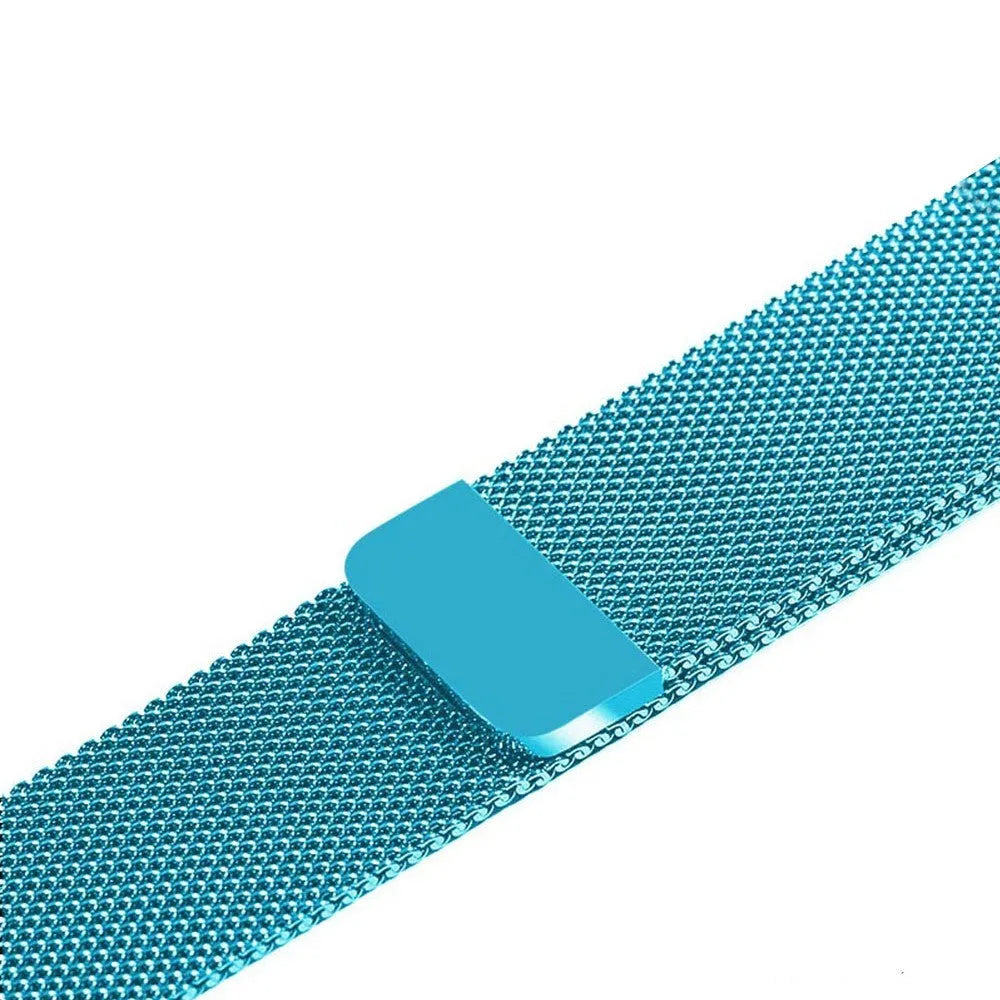 Stainless steel watch replacement strap in silver, shown next to black, gold, and rose gold options.