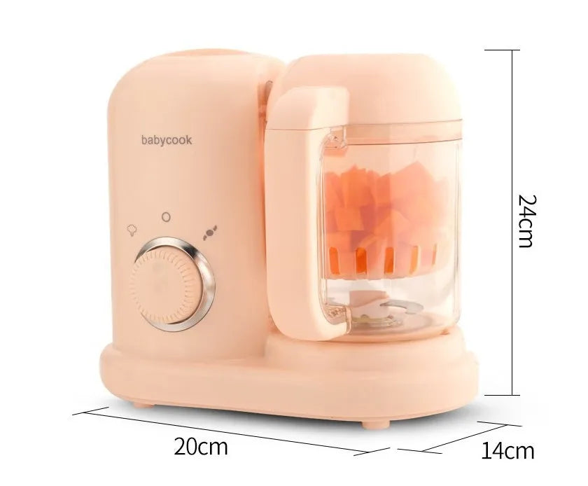 Green baby food processor with steamer and blender functions and a 10-litre capacity.