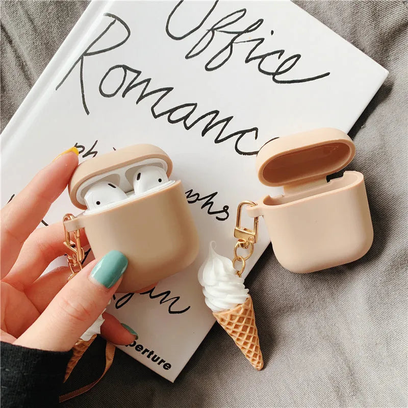 Cylinder ice cream design silicone case for Apple AirPods 2 wireless headphones