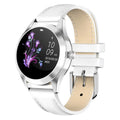 Women's sports smartwatch with heart rate monitor on wrist in rose gold colour