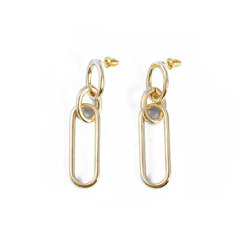 Geometric sterling silver needle colour hoop earrings for women with an alloy construction.