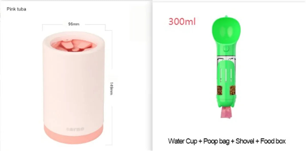 Plastic pet foot washing cup for dogs in green colour for small and large paws